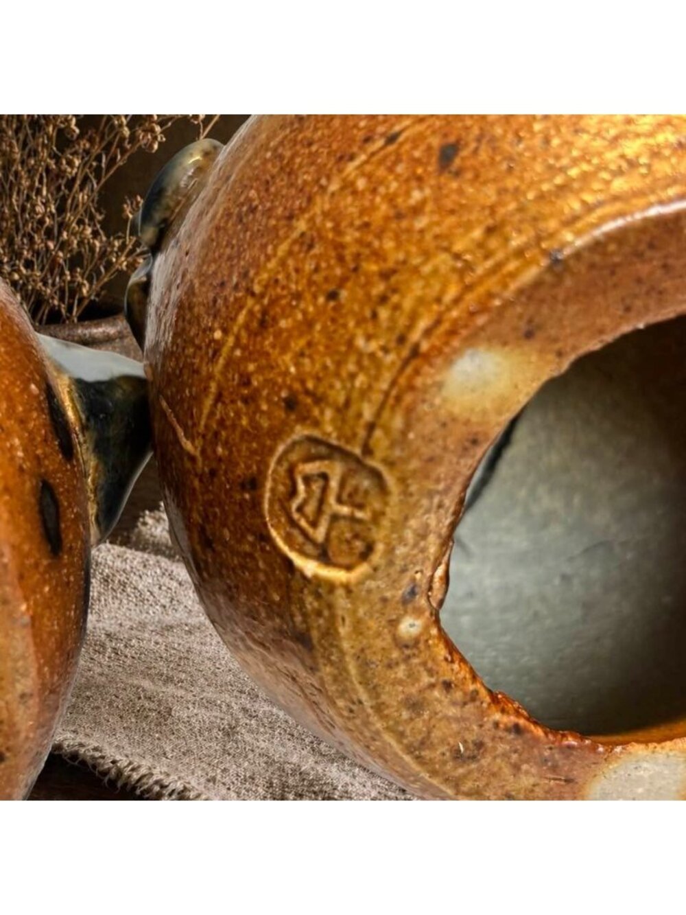 Pair of Studio Pottery Chicken Candle Holders | Handcrafted Stoneware Hen - Picture 7 of 11